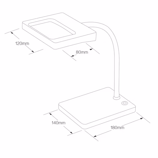 Lâmpada de ampliação de mesa LED multifuncional regulável com base metálica e clipes de braço flexíveis magnéticos