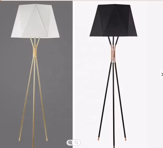 Designer moderno de metal de níquel escovado e luminária de chão com suporte de tecido para baixo