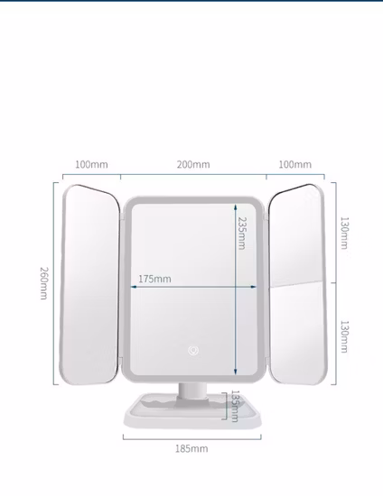 Espelho de vaidade portátil direto da fábrica 1/2/3x ampliação cosméticos 3 dobrável led luz toque desktop maquiagem espelho lâmpada cosméticos