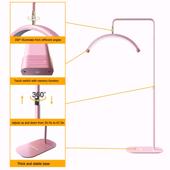 Lâmpada de ampliação de beleza flexível LED Cool Nature Light para cílios Microblading Salon Beauty LED Floor Lamp